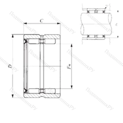 Подшипник игольчатый радиальный GBR 101816 U