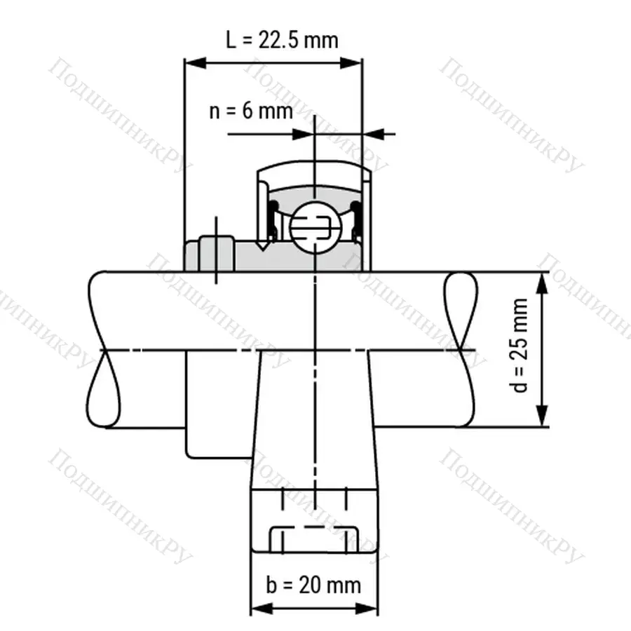 Подшипниковый узел SS-KP 005-ST - Вал: 25 мм