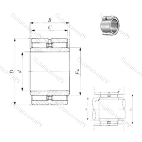 Подшипник игольчатый радиальный GBRI 223516