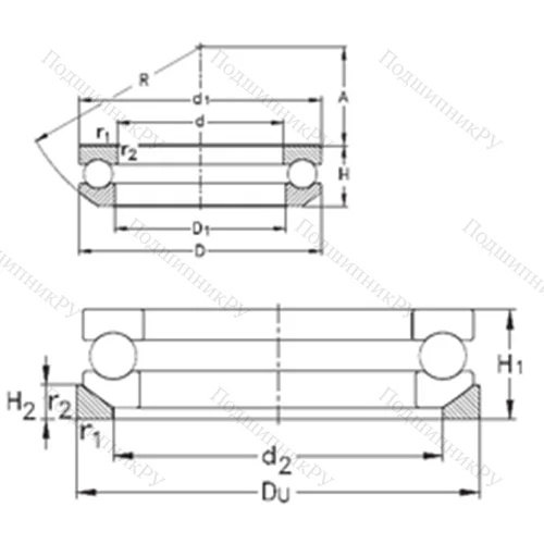 Подшипник шариковый упорный 53417+U 417 от производителя  NKE