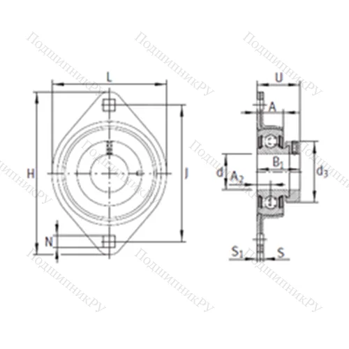 Подшипниковый узел шариковый радиальный PCSLT 30