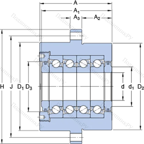 Прецизионные упорно-радиальные шарикоподшипники для винтовых передач, узел-картридж с фланцевым корпусом FBSA 206/QBC