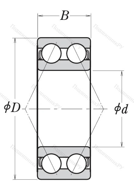 Двухрядный шариковый подшипник 3309 B 2RSRTNG