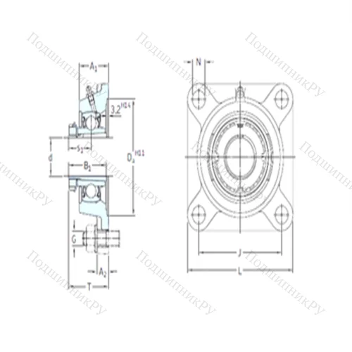 Подшипниковый узел шариковый радиальный FYJ 55 KF+H 2311