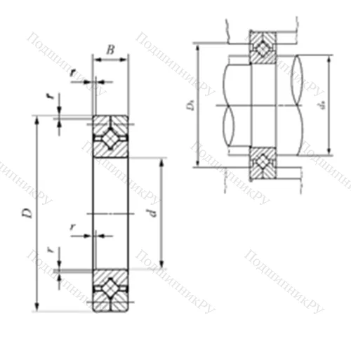 Подшипник роликовый упорно-радиальный с четырехточечным контактом CRB 13025 UU