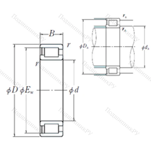 Подшипник роликовый радиальный NCF 1834V от производителя  NSK Подшипник роликовый радиальный NCF 1834V от производителя  NSK