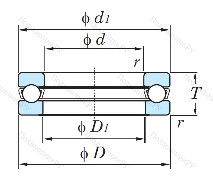 Упорный шариковый подшипник 51412