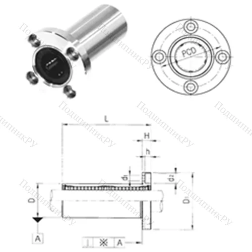 Подшипник шариковый линейный LMF 6LUU