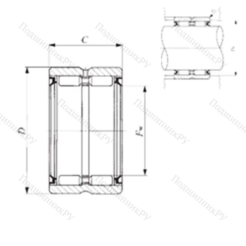Подшипник игольчатый радиальный GBR 101816 UU