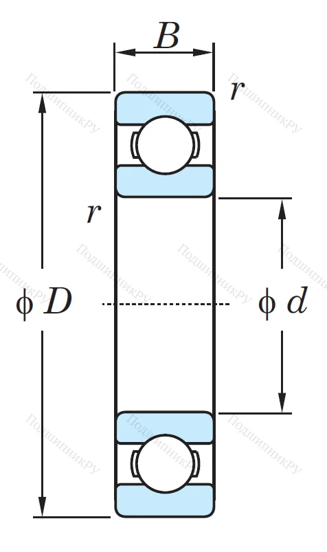 Однорядный шариковый подшипник 16016
