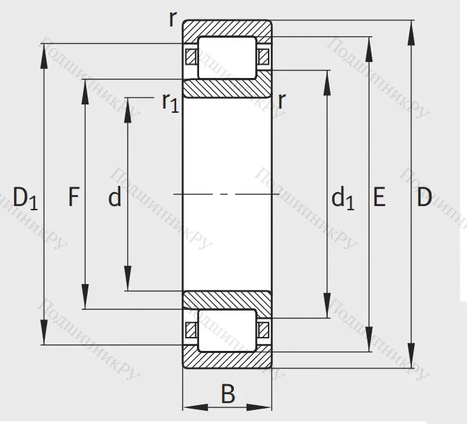 Роликовый цилиндрический подшипник NJ 2206 E XL TVP 2