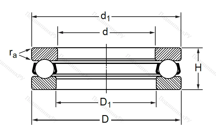 Упорный шариковый подшипники 8112 (51112) в Химках