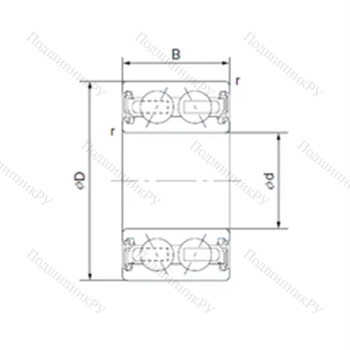 Подшипник шариковый радиально-упорный 4607-6AC 2RS от производителя  CYSD Подшипник шариковый радиально-упорный 4607-6AC 2RS от производителя  CYSD