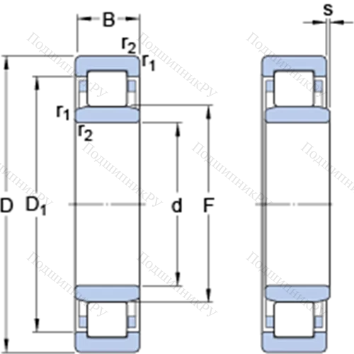 Однорядные цилиндрические роликоподшипники NU 12/630 ECMA/HB 1