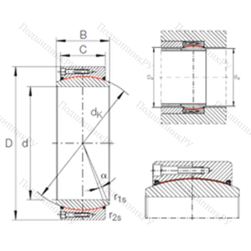 Подшипник скольжения сферический GE 600 DW-2RS 2