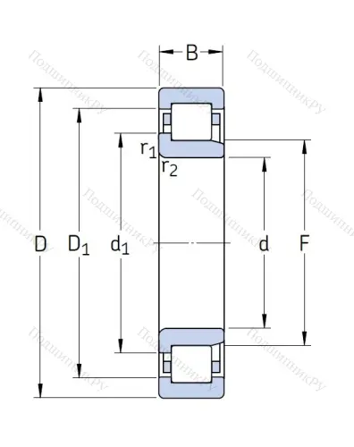 Роликовый цилиндрический подшипник NJ 2211 ECJ от производителя  SKF