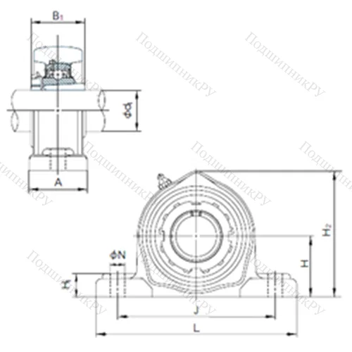 Подшипниковый узел шариковый радиальный UKPK 215+H 2315
