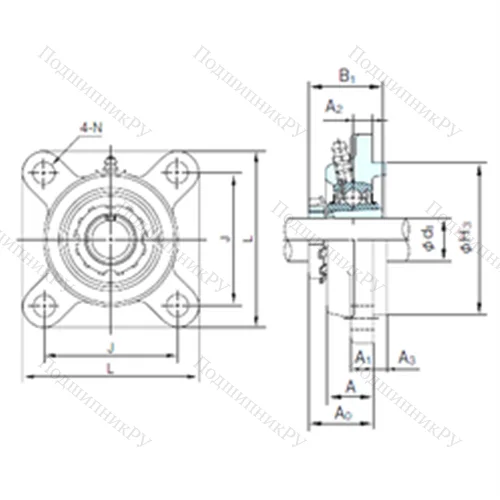 Подшипниковый узел шариковый радиальный UKFS 305+H 2305