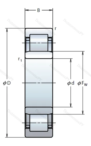 Роликовый цилиндрический подшипник NU 2216 W от производителя  NSK