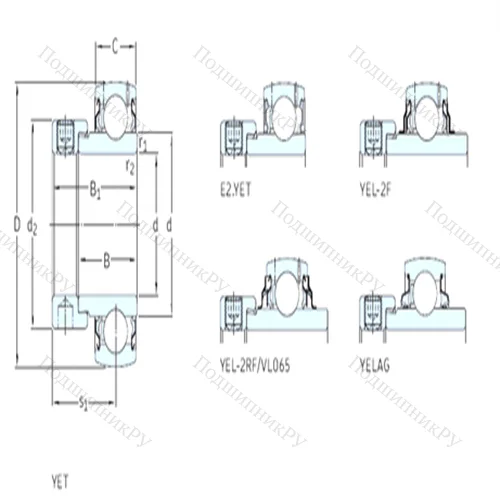 Подшипник шариковый радиальный YEL 208-2F