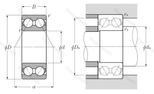 Двухрядный шариковый подшипник 5207 S от производителя  NTN