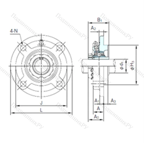 Подшипниковый узел шариковый радиальный UKFCX 11+H 2311