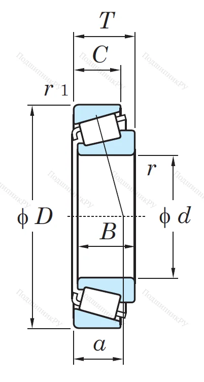 Конический роликовый подшипник 30308 DJR (31308)