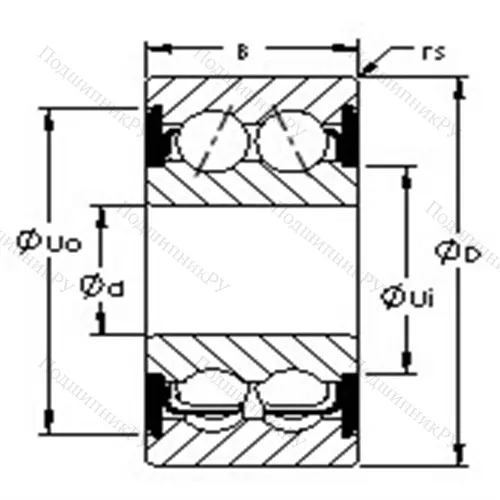 Подшипники шариковые радиально-упорные двухрядные 5306-2RS от производителя  AST