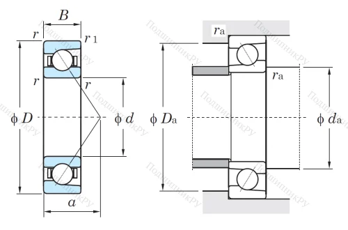 Однорядный шариковый подшипник 7006 FY (46106 Л ГОСТ) от производителя  KOYO