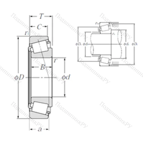 Подшипник роликовый радиально-упорный 4T-15590/15520 от производителя  NTN