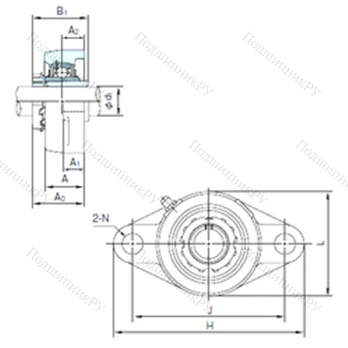 Подшипниковый узел шариковый радиальный UKFL 322+H 2322