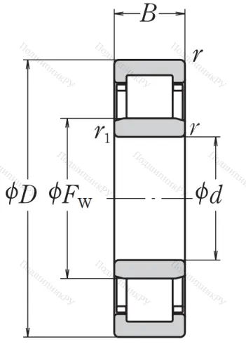 Роликовый цилиндрический подшипник NJ 304 ET C 3 от производителя  NSK