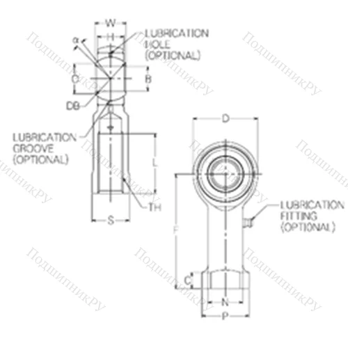 Подшипник скольжения сферический HR 14