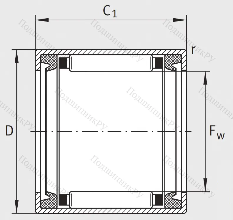 Игольчатый подшипник HK 2530 2RS L 271