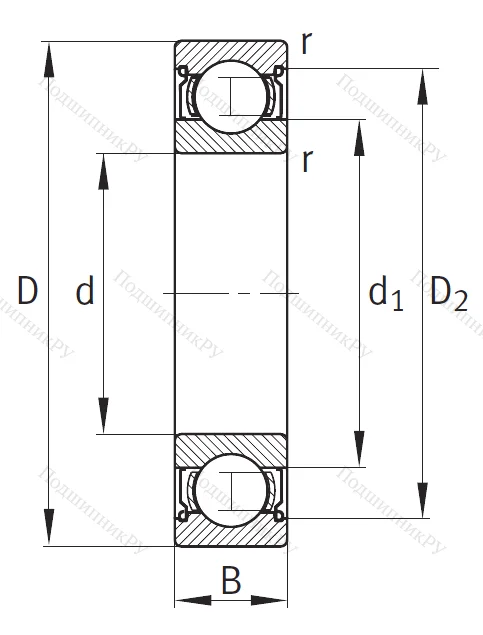 Однорядный шариковый подшипник 6203 C 2Z