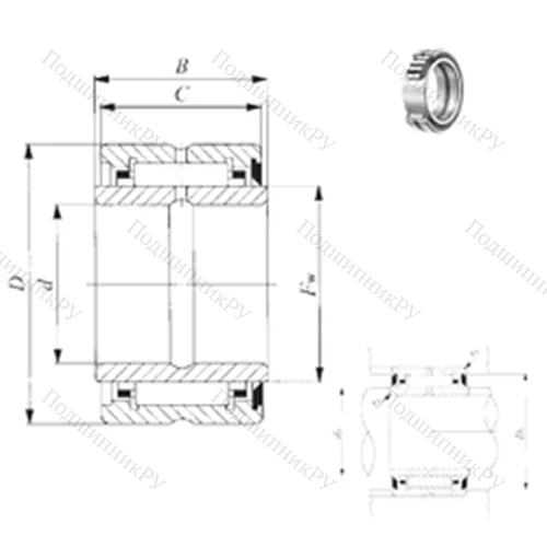 Подшипник игольчатый радиальный BRI 446828 U