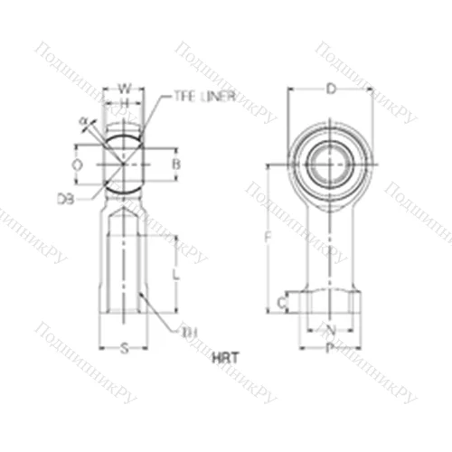 Подшипник скольжения сферический HRT 14