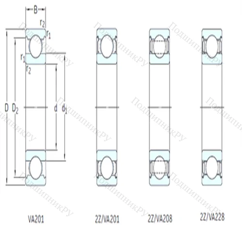 Подшипник шариковый радиальный 6003-2Z/VA 201