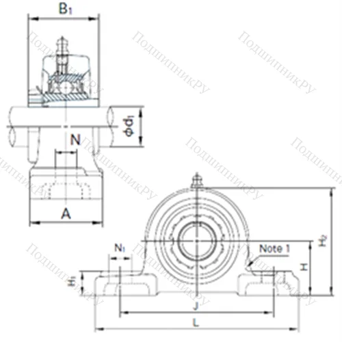 Подшипниковый узел шариковый радиальный UKP 328+H 2328 от производителя  NACHI