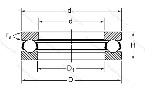 Упорный шариковый подшипник 8305 (51305) в Химках