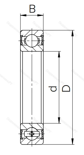 Шариковый однорядный подшипник 180226 (6226 2RS)