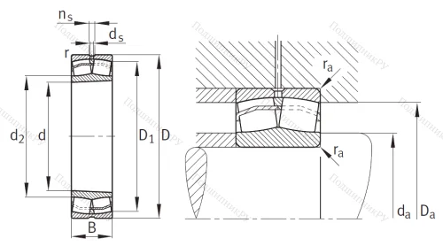 Сферический роликовый подшипник с конической посадкой на вал 1153511 АН (22211 CKW 33) в Химках
