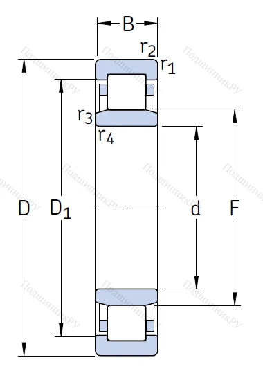 Роликовый цилиндрический подшипник NU 322 ECP C 3 от производителя  SKF