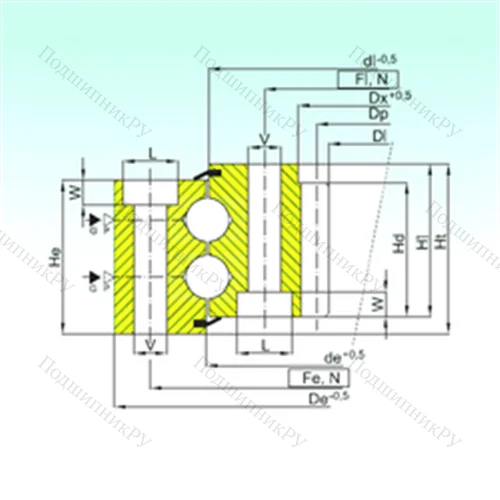 Подшипник шариковый опорно-поворотный ZB 2.25.1103.400-1SPPN