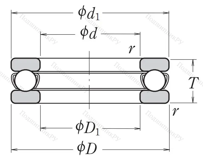 Упорный шариковый подшипник 51316
