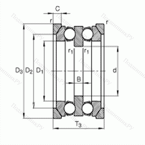 Подшипник шариковый упорный 54322-MP + U 322