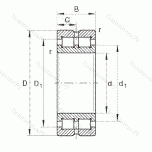 Подшипник роликовый радиальный SL 014880 от производителя  INA Подшипник роликовый радиальный SL 014880 от производителя  INA
