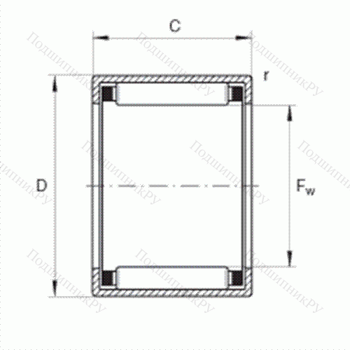 Подшипник роликовый игольчатый с одним наружным штампованным кольцом HK 2012