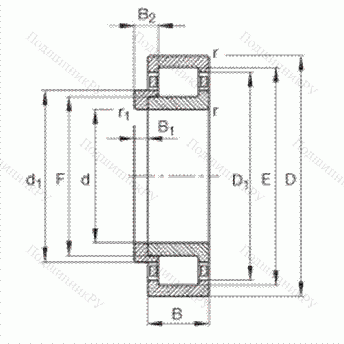 Подшипник роликовый радиальный NJ 417-M 1 + HJ 417 от производителя  FAG