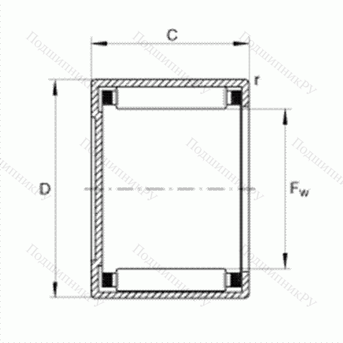 Подшипник роликовый игольчатый с одним наружным штампованным кольцом, закрытым с одной стороны BCE 87